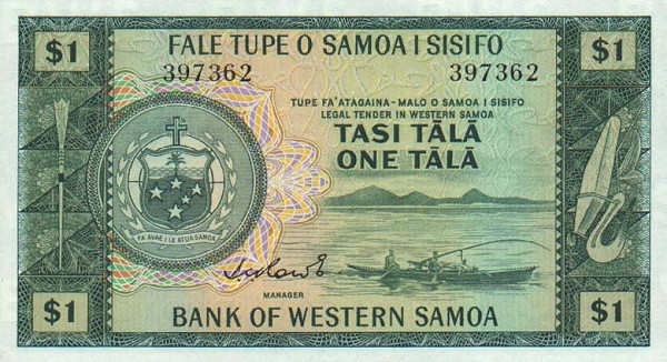Front of Western Samoa p16a: 1 Tala from 1967