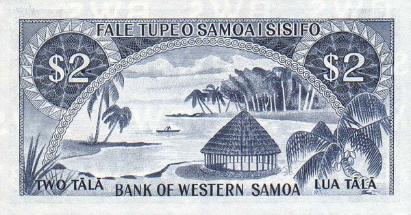 Back of Western Samoa p17b: 2 Tala from 1967