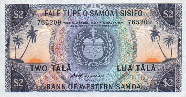 Front of Western Samoa p17b: 2 Tala from 1967