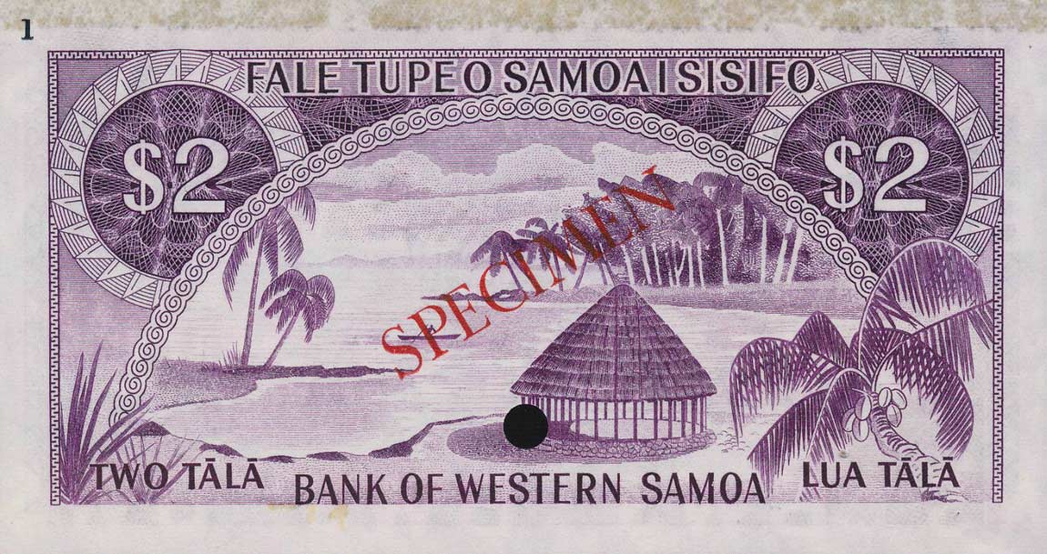 Back of Western Samoa p17ct: 2 Tala from 1967