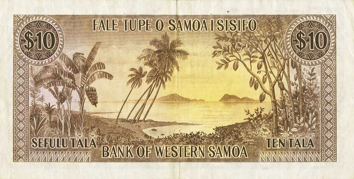 Back of Western Samoa p18a: 10 Tala from 1967