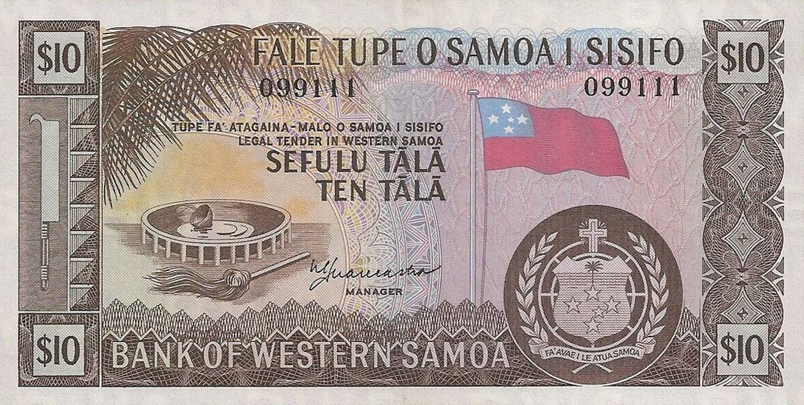 Front of Western Samoa p18b: 10 Tala from 1967