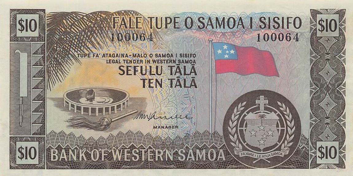 Front of Western Samoa p18c: 10 Tala from 1967