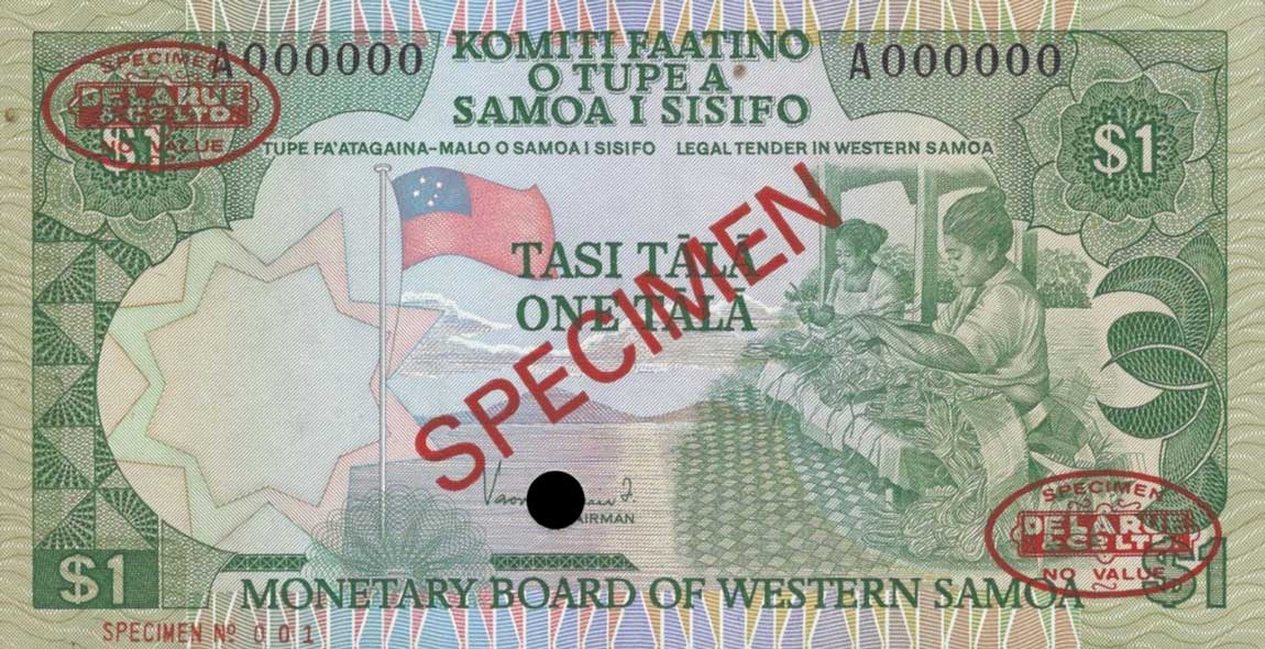 Front of Western Samoa p19s: 1 Tala from 1980