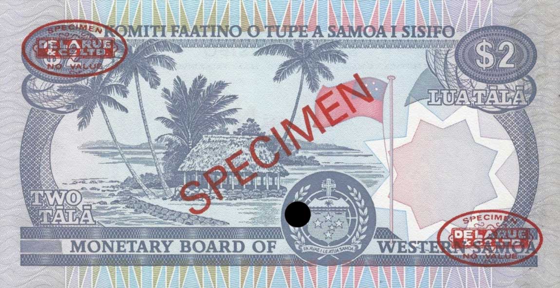 Back of Western Samoa p20s: 2 Tala from 1980