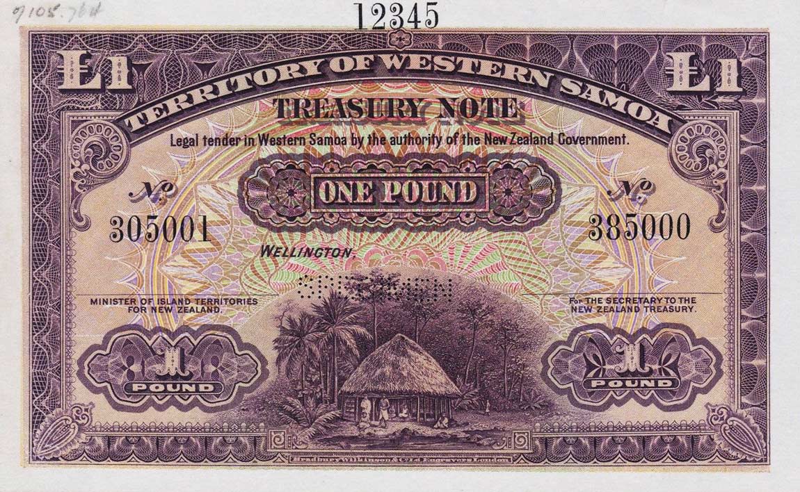 Front of Western Samoa p8As: 1 Pound from 1948
