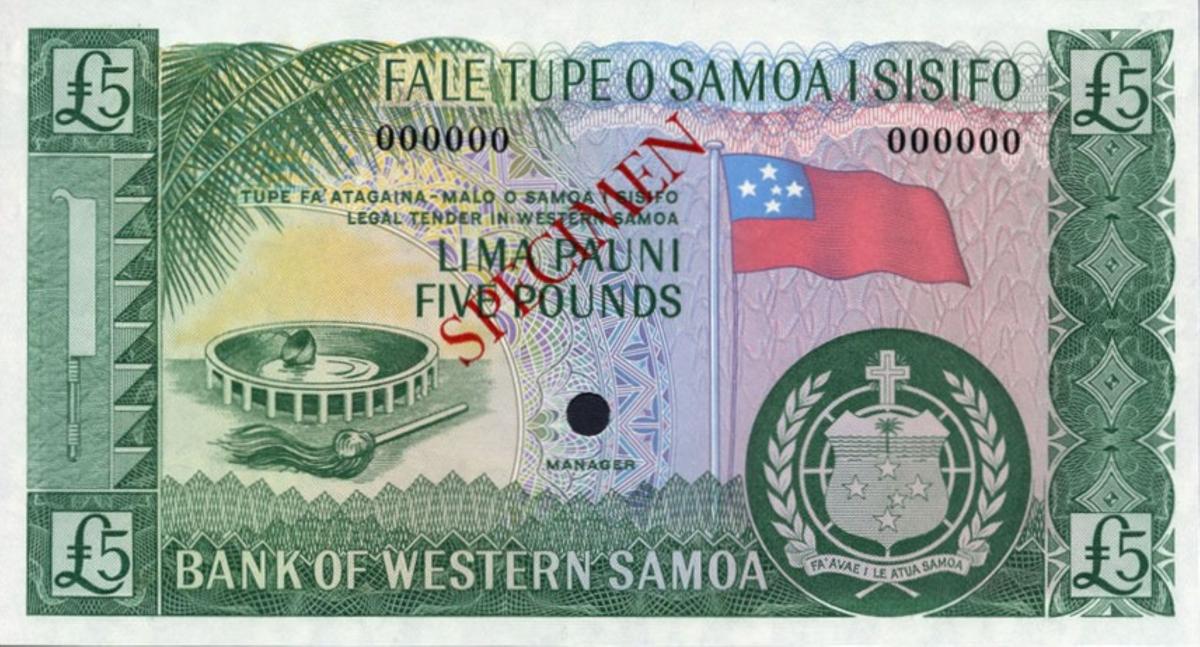 Front of Western Samoa p15s: 5 Pounds from 1963