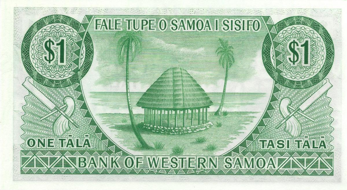 Back of Western Samoa p16c: 1 Tala from 1967