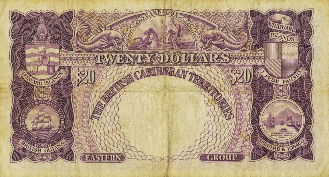 Back of British Caribbean Territories p5a: 20 Dollars from 1950