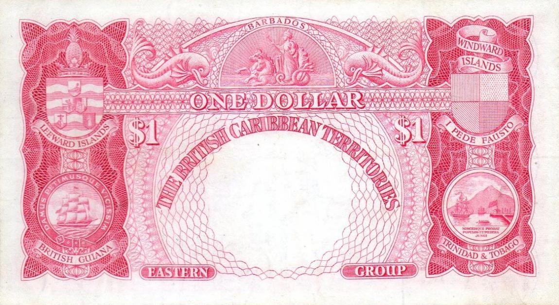 Back of British Caribbean Territories p7c: 1 Dollar from 1958