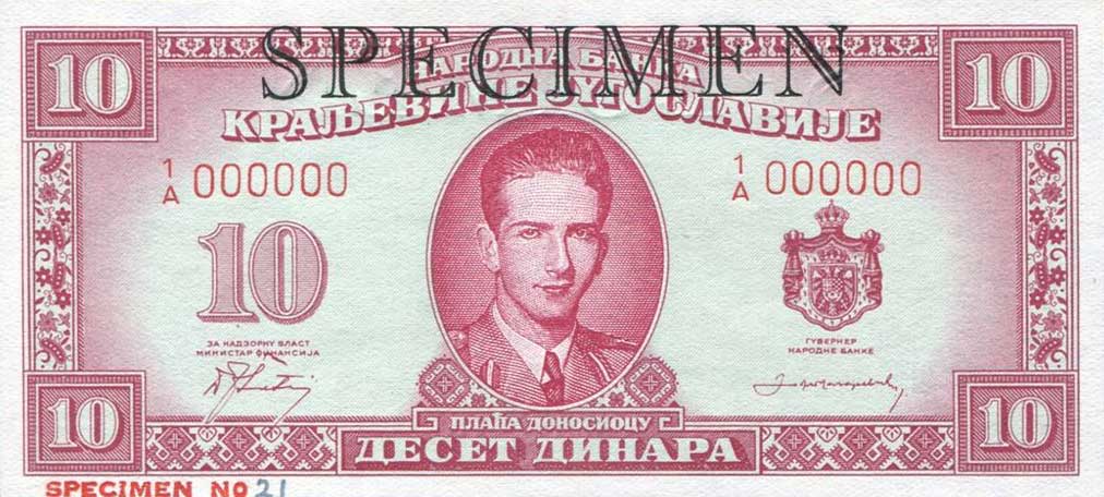 Front of Yugoslavia p35Bs: 10 Dinara from 1943