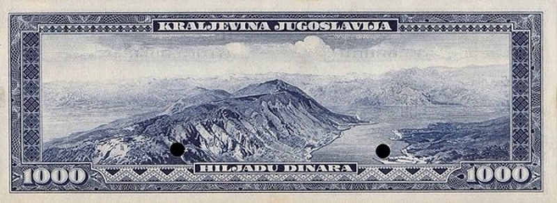 Back of Yugoslavia p35Fs: 1000 Dinara from 1943