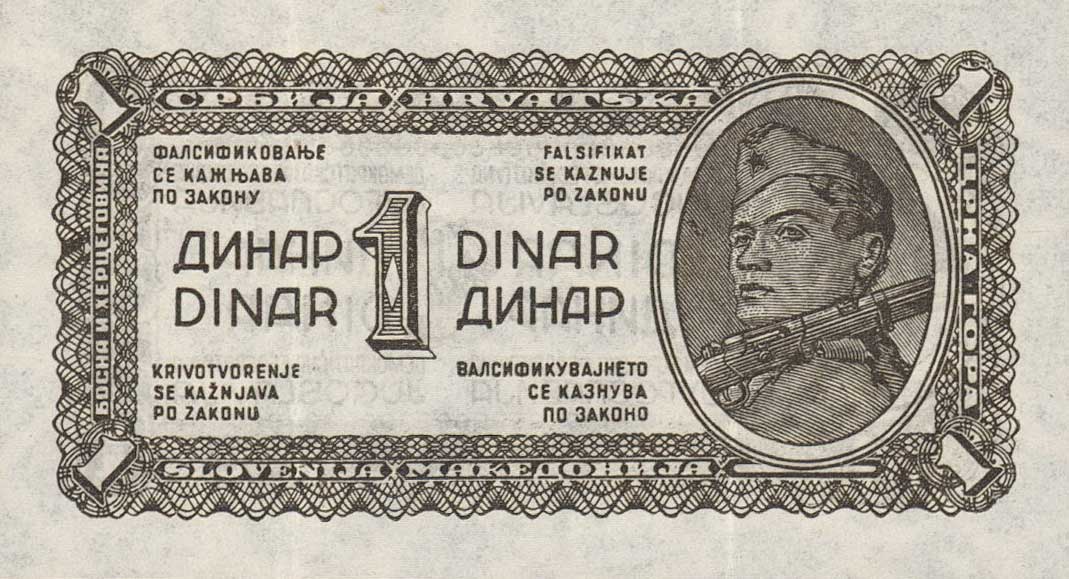 Front of Yugoslavia p48a: 1 Dinar from 1944