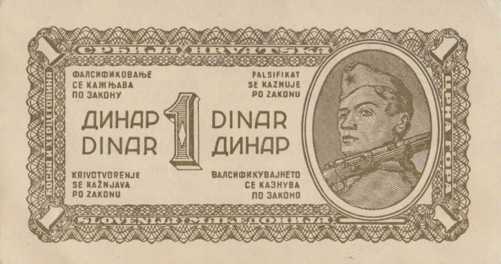 Front of Yugoslavia p48b: 1 Dinar from 1944