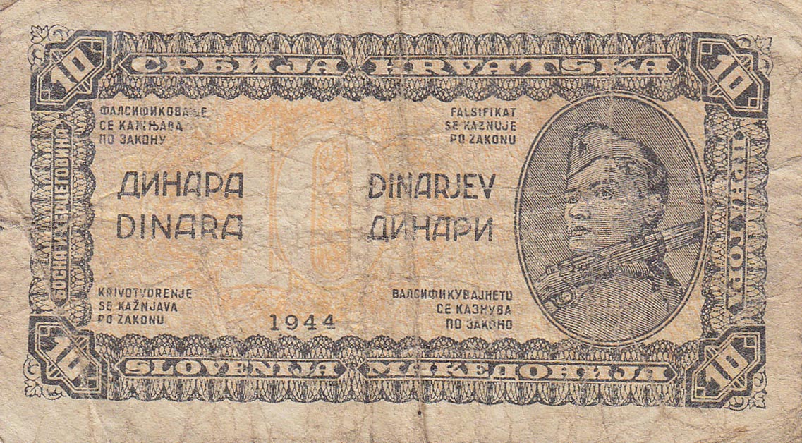 Front of Yugoslavia p50c: 10 Dinara from 1944