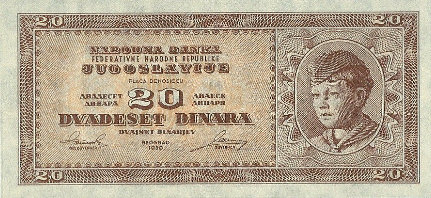 Front of Yugoslavia p67Ta: 20 Dinara from 1950