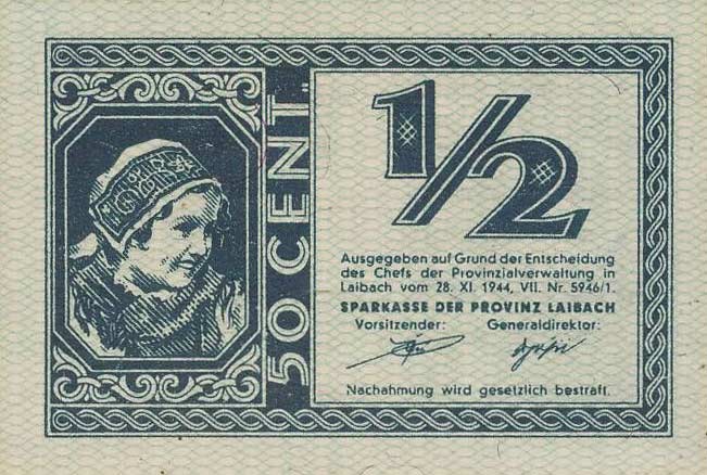 Front of Yugoslavia pR16: 50 Cents from 1944