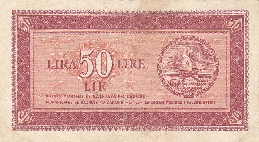 Front of Yugoslavia pR5a: 50 Lire from 1945