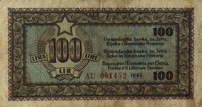 Front of Yugoslavia pR6a: 100 Lire from 1945