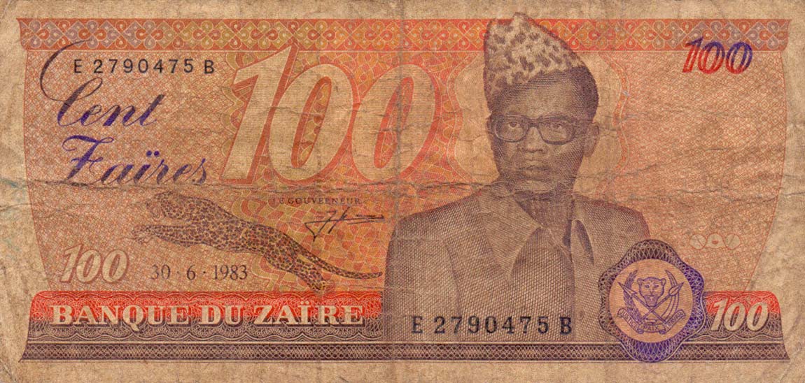 Front of Zaire p29a: 100 Zaires from 1983