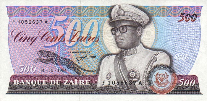 Front of Zaire p30a: 500 Zaires from 1984