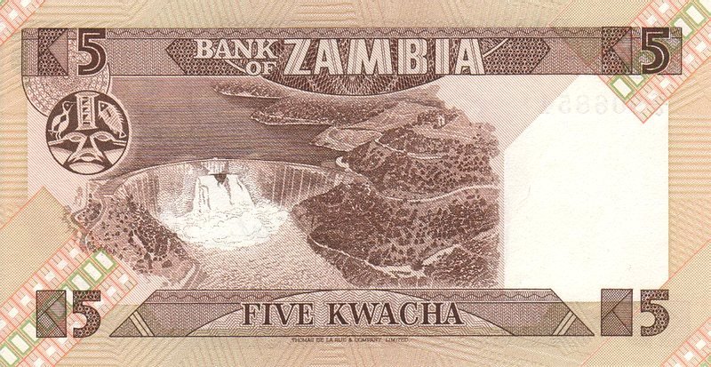 Back of Zambia p25b: 5 Kwacha from 1980
