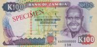 p34s from Zambia: 100 Kwacha from 1991