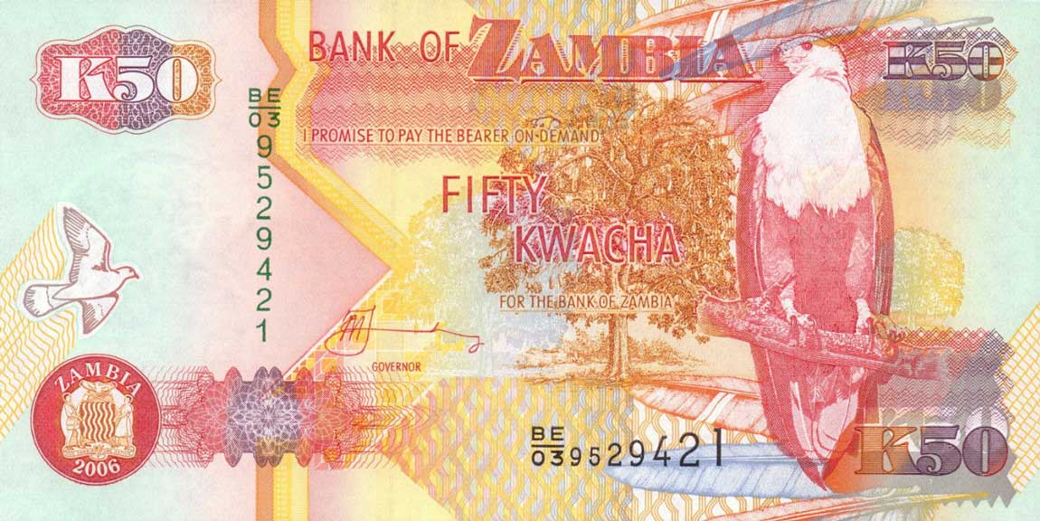 Front of Zambia p37e: 50 Kwacha from 2006