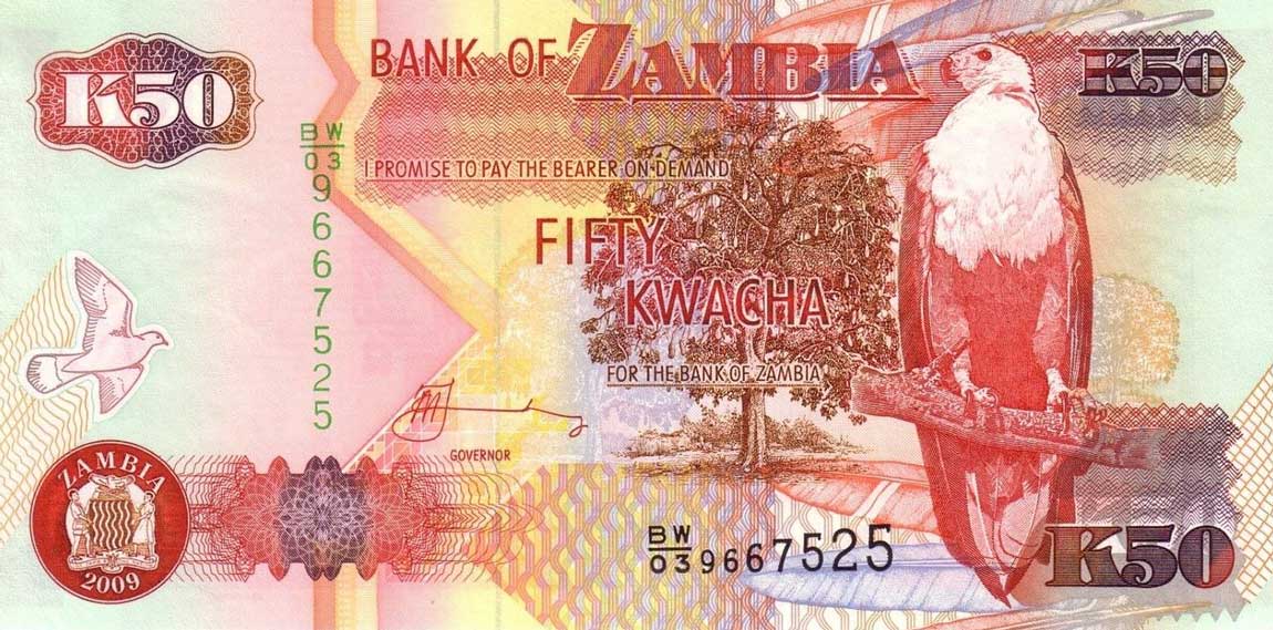 Front of Zambia p37h: 50 Kwacha from 2009
