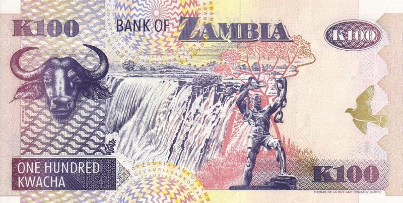 Back of Zambia p38a: 100 Kwacha from 1992