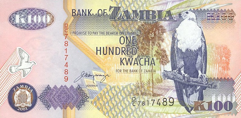 Front of Zambia p38c: 100 Kwacha from 2001