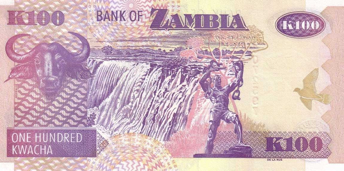 Back of Zambia p38g: 100 Kwacha from 2008