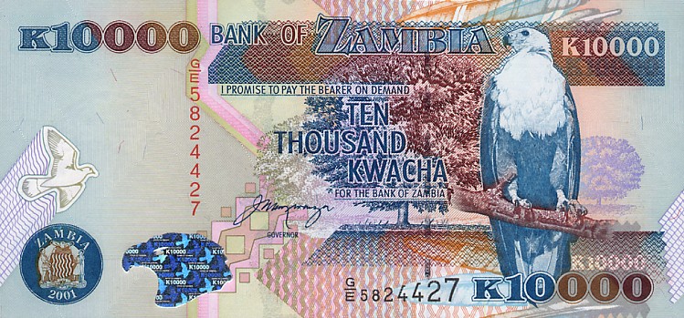 Front of Zambia p42b: 10000 Kwacha from 2001