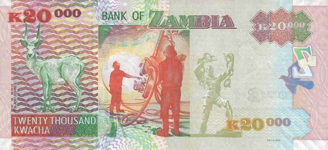 Back of Zambia p47d: 20000 Kwacha from 2008