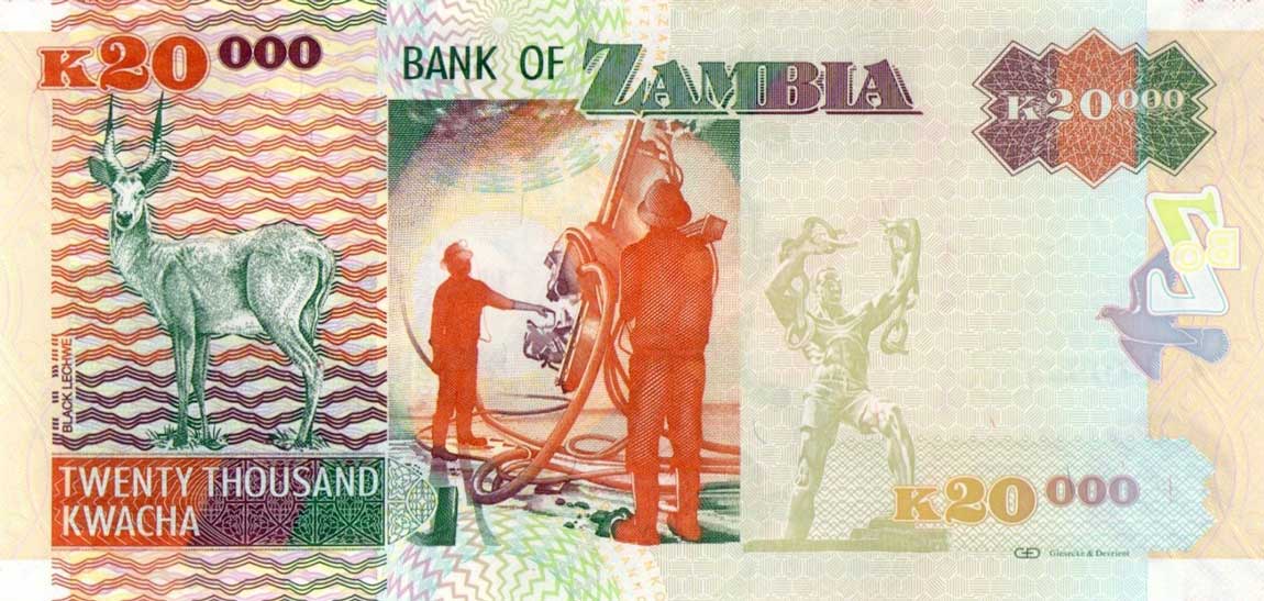 Back of Zambia p47g: 20000 Kwacha from 2011