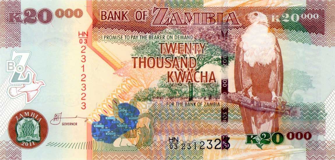 Front of Zambia p47g: 20000 Kwacha from 2011