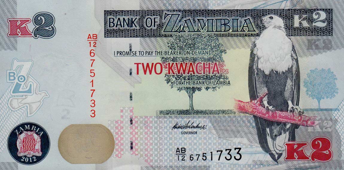 Front of Zambia p49a: 2 Kwacha from 2012