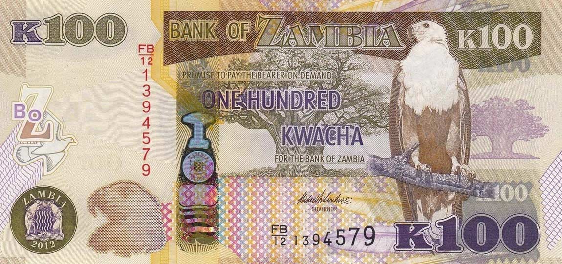 Front of Zambia p54a: 100 Kwacha from 2012