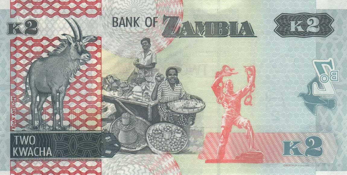 Back of Zambia p56a: 2 Kwacha from 2015