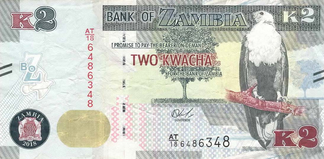 Front of Zambia p56b: 2 Kwacha from 2018