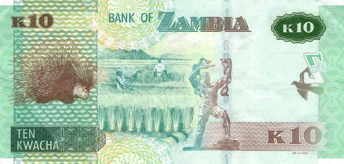 Back of Zambia p58b: 10 Kwacha from 2018