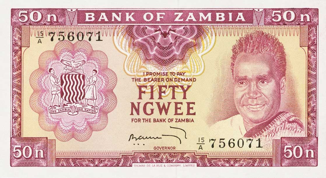 Front of Zambia p9b: 50 Ngwee from 1969