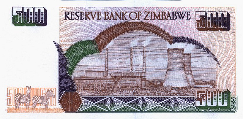 Back of Zimbabwe p11a: 500 Dollars from 2001
