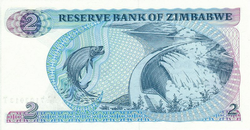Back of Zimbabwe p1b: 2 Dollars from 1983