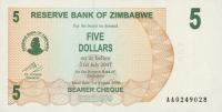 p38 from Zimbabwe: 5 Dollars from 2006