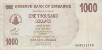 Gallery image for Zimbabwe p44: 1000 Dollars from 2006
