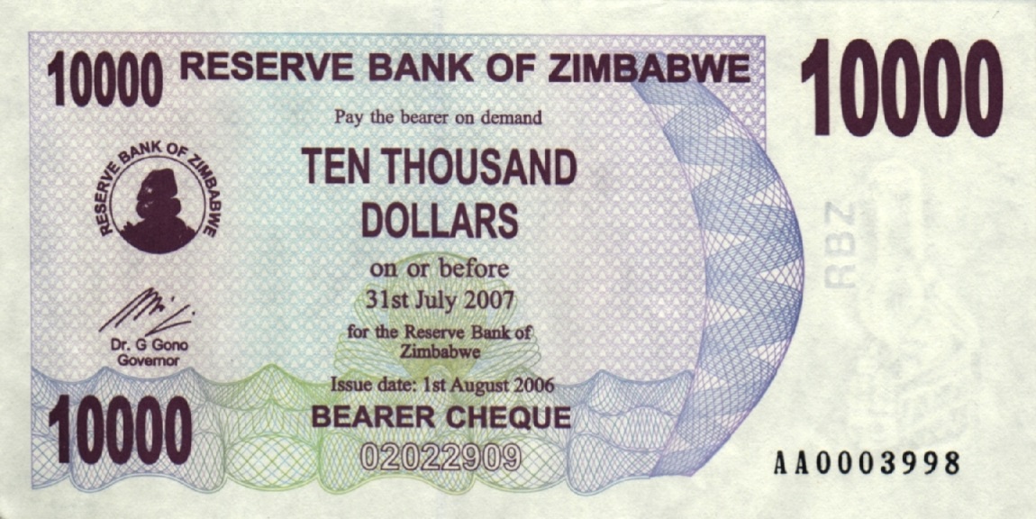 Front of Zimbabwe p46a: 10000 Dollars from 2006