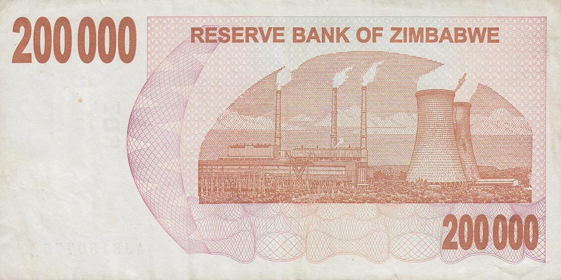 Back of Zimbabwe p49: 200000 Dollars from 2007