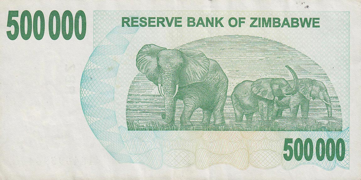 Back of Zimbabwe p51: 500000 Dollars from 2007