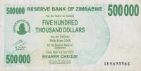 Gallery image for Zimbabwe p51: 500000 Dollars from 2007